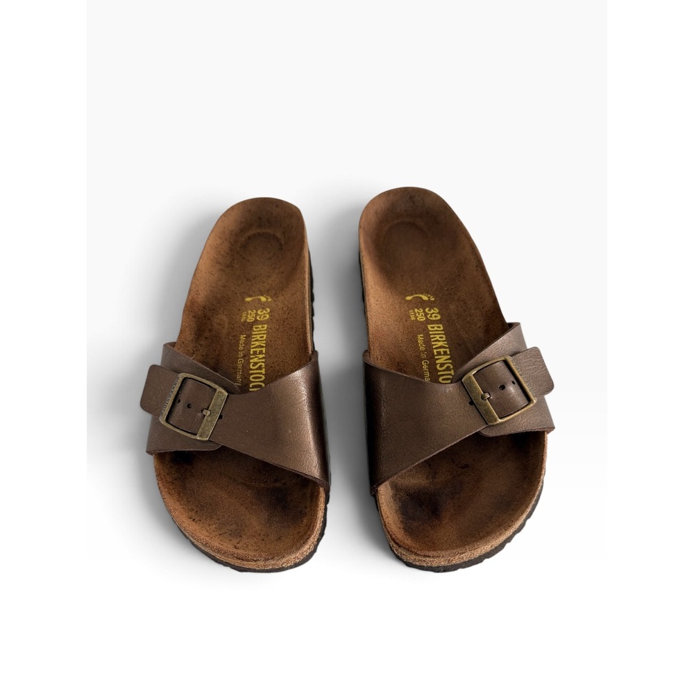 Birkenstock Madrid Big Buckle Copper Metallic Brown Slides Sandals 39 L8 M6